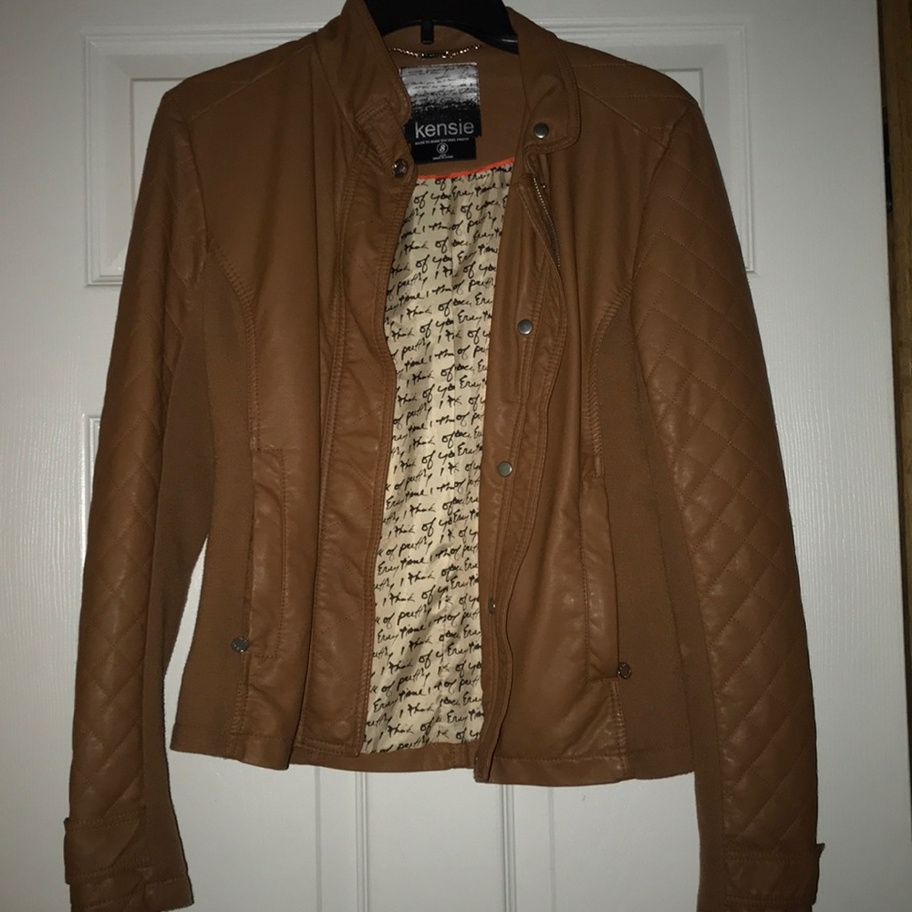 Kensie Brown Faux Leather Jacket w/ Gold Hardware